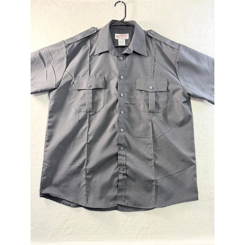 National Patrol Short Sleeve Uniform Shirt Gray Tactical Work Shirt Mens 18-18.5